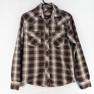 Rafter C Shirt Mens Small Brown Pearl Snap Button Red Dirt Western Rodeo Cowboy